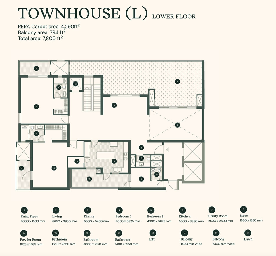 7800 Sq.ft. Townhouse (L) Lower Floor
